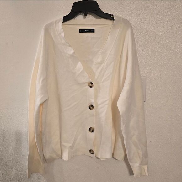 Mango Button Knit Cardigan In Off White Size Medium - Picture 10 of 10